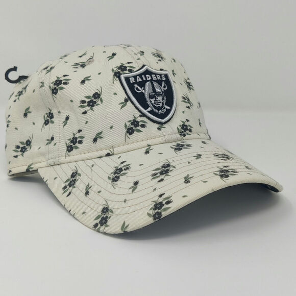 New Era Las Vegas Raiders Adjustable Floral  Flower Pattern Hat Cream NWT OSFA - Picture 1 of 5